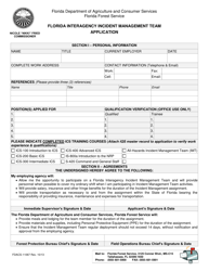 Document preview: Form FDACS-11067 Florida Interagency Incident Management Team Application - Florida