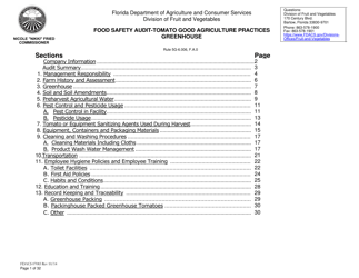 Document preview: Form FDACS07083 Food Safety Audit-Tomato Good Agriculture Practices Greenhouse - Florida