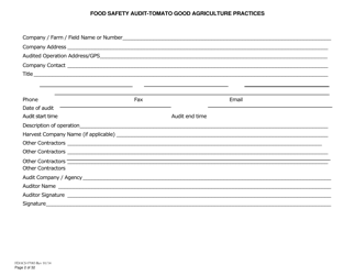 Form FDACS07083 Food Safety Audit-Tomato Good Agriculture Practices Greenhouse - Florida, Page 2