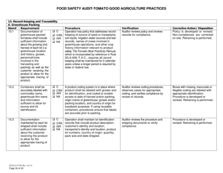 Form FDACS07083 Food Safety Audit-Tomato Good Agriculture Practices Greenhouse - Florida, Page 30