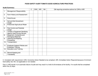 Form FDACS07083 Food Safety Audit-Tomato Good Agriculture Practices Greenhouse - Florida, Page 3