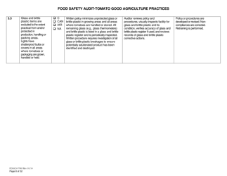 Form FDACS07083 Food Safety Audit-Tomato Good Agriculture Practices Greenhouse - Florida, Page 8