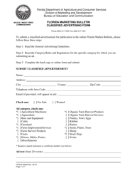 Form FDACS-06500 Florida Marketing Bulletin Classified Advertising Form - Florida