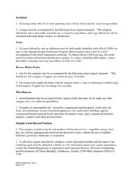 Form FDACS-06500 Florida Marketing Bulletin Classified Advertising Form - Florida, Page 5