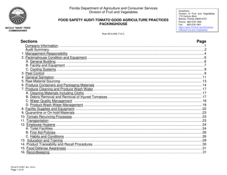 Form FDACS07085 Food Safety Audit-Tomato Good Agriculture Practices Packinghouse - Florida