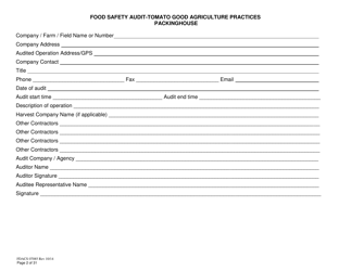 Form FDACS07085 Food Safety Audit-Tomato Good Agriculture Practices Packinghouse - Florida, Page 2