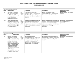 Form FDACS07085 Food Safety Audit-Tomato Good Agriculture Practices Packinghouse - Florida, Page 31