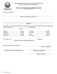 Document preview: Form FDACS-01164 Fruit and Vegetable Distribution Form - Florida