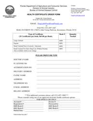 Document preview: Form FDACS-09244 Health Certificate Order Form - Florida
