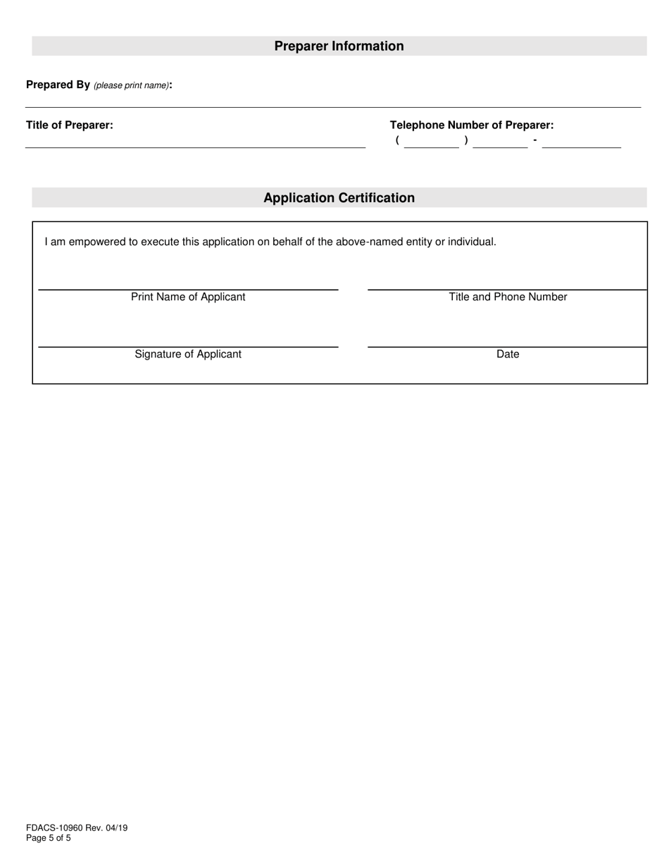 Form FDACS-10960 Household Moving Services Registration Application - Florida, Page 5