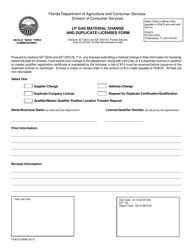 Document preview: Form FDACS-03585 Lp Gas Material Change and Duplicate Licenses Form - Florida