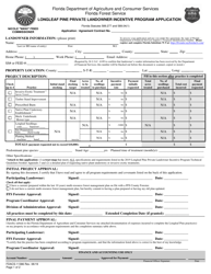 Form FDACS-11386 Longleaf Pine Private Landowner Incentive Program Application - Florida
