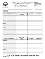 Document preview: Form FDACS-13670 Mosquito Control Contacts - Florida