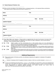 Form FDACS-10900 Motor Vehicle Repair Registration Application - Florida, Page 2