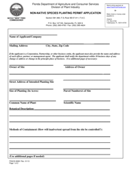 Form FDACS-08381 Non-native Species Planting Permit Application - Florida