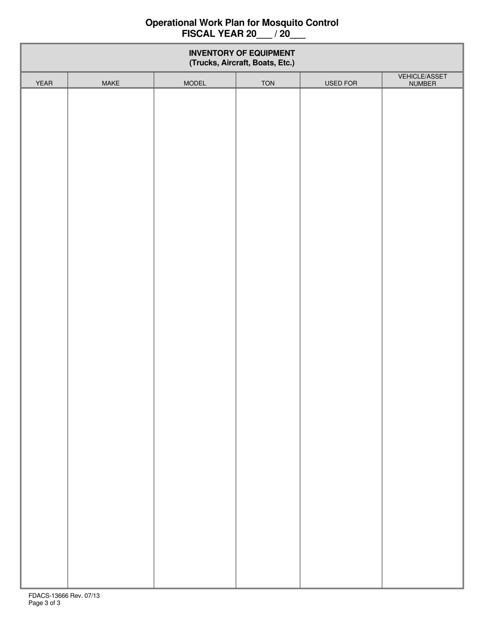 Form FDACS-13666 Operational Work Plan for Mosquito Control - Florida, Page 3