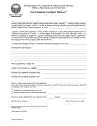 Document preview: Form FDACS-01449 Photographic Evidence Affidavit - Florida