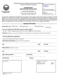Form FDACS-10111 Pawnbrokering Registration Application - Florida