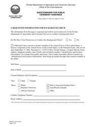 Form FDACS-16101 Questionnaire for Public Ceremony Honorees - Florida, Page 3