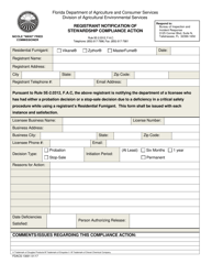 Document preview: Form FDACS-13001 Registrant Notification of Stewardship Compliance Action - Florida