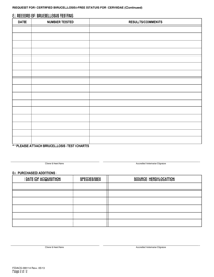 Form FDACS-09114 Request for Certified Brucellosis-Free Status for Cervidae - Florida, Page 2
