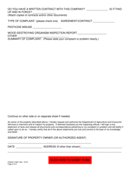 Form FDACS-13621 Request for Investigation - Florida, Page 2