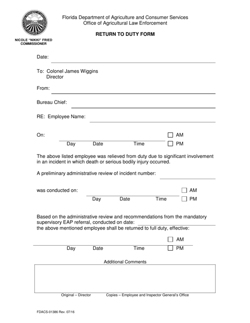 Form FDACS-01386  Printable Pdf