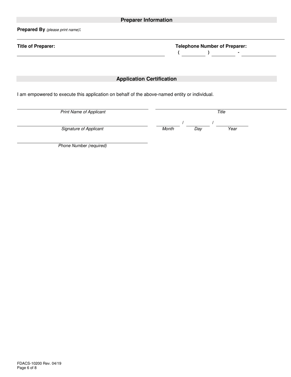 Form FDACS-10200 Sellers of Travel Registration Application - Florida, Page 6