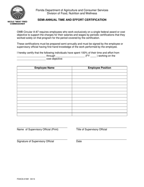 Form FDACS-01991  Printable Pdf