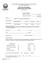 Document preview: Form FDACS-15007 Shellfish Processing Certification Application - Florida