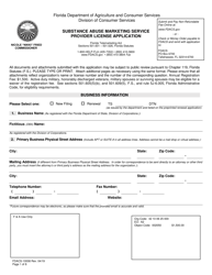 Form FDACS-10008 Substance Abuse Marketing Service Provider License Application - Florida