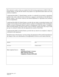 Form FDACS-06301 Statement of Exemption - Florida, Page 2