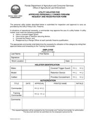 Document preview: Form FDACS-01381 Utility Holster for Approved Personally Owned Firearm Request and Registration Form - Florida
