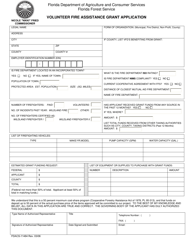 Document preview: Form FDACS-11484 Volunteer Fire Assistance Grant Application - Florida