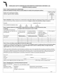 Document preview: Formulario CACFP De Admisibilidad Para Beneficios Alimentarios Conforme a Los Ingresos (Cuidado De Adultos) - Florida (Spanish)
