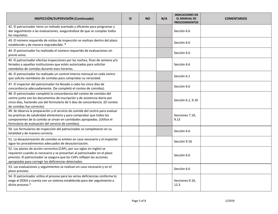 Formulario De Evaluacion Para Centros De Cuidado De Adultos - Florida (Spanish), Page 5