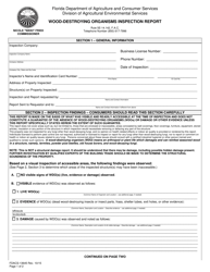 Document preview: Form FDACS-13645 Wood-Destroying Organisms Inspection Report - Florida