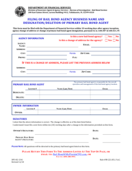 Form DFS-H2-1541 &quot;Designation or Deletion of Primary Bail Bond Agent&quot; - Florida