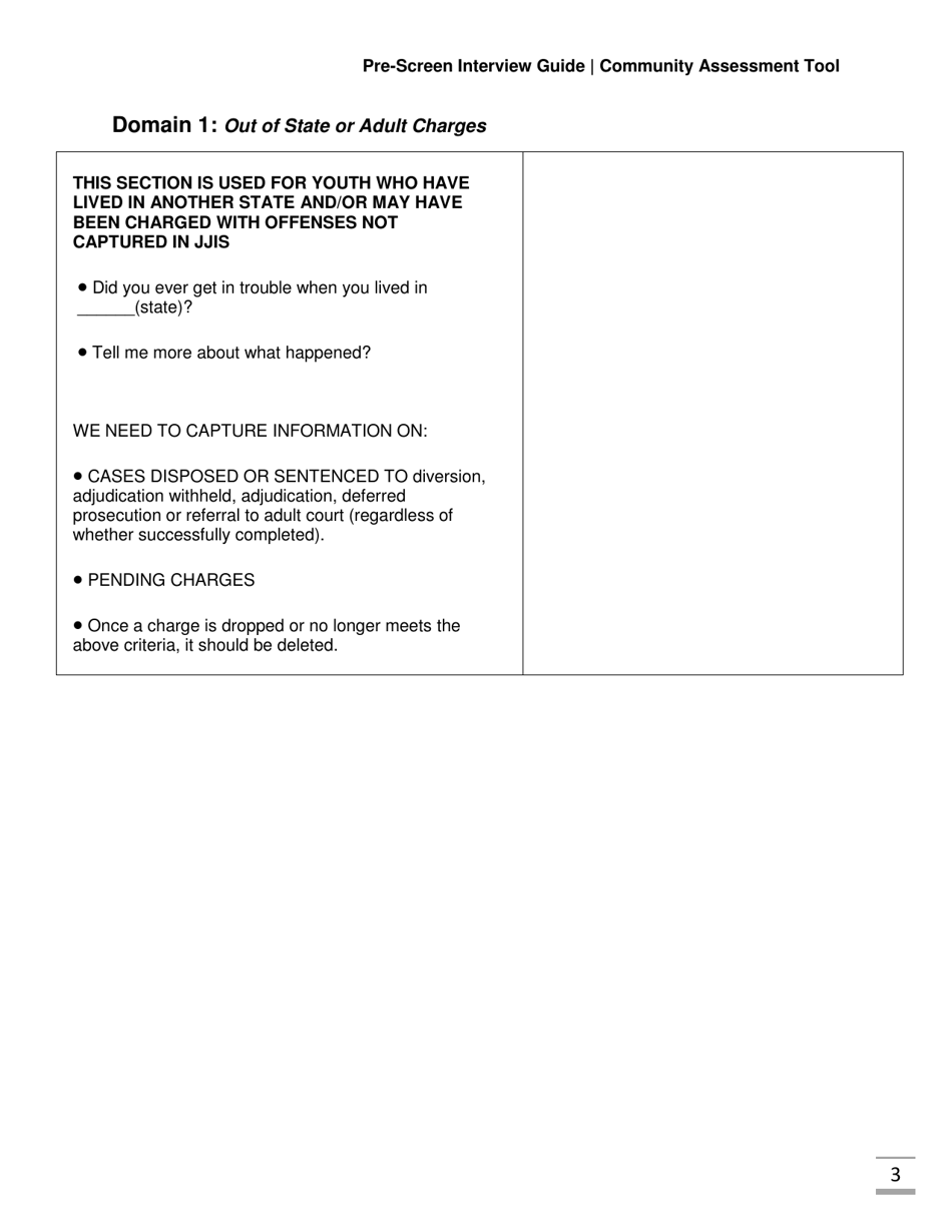 Community Assessment Tool Pre-screen Interview Guide - Florida, Page 3