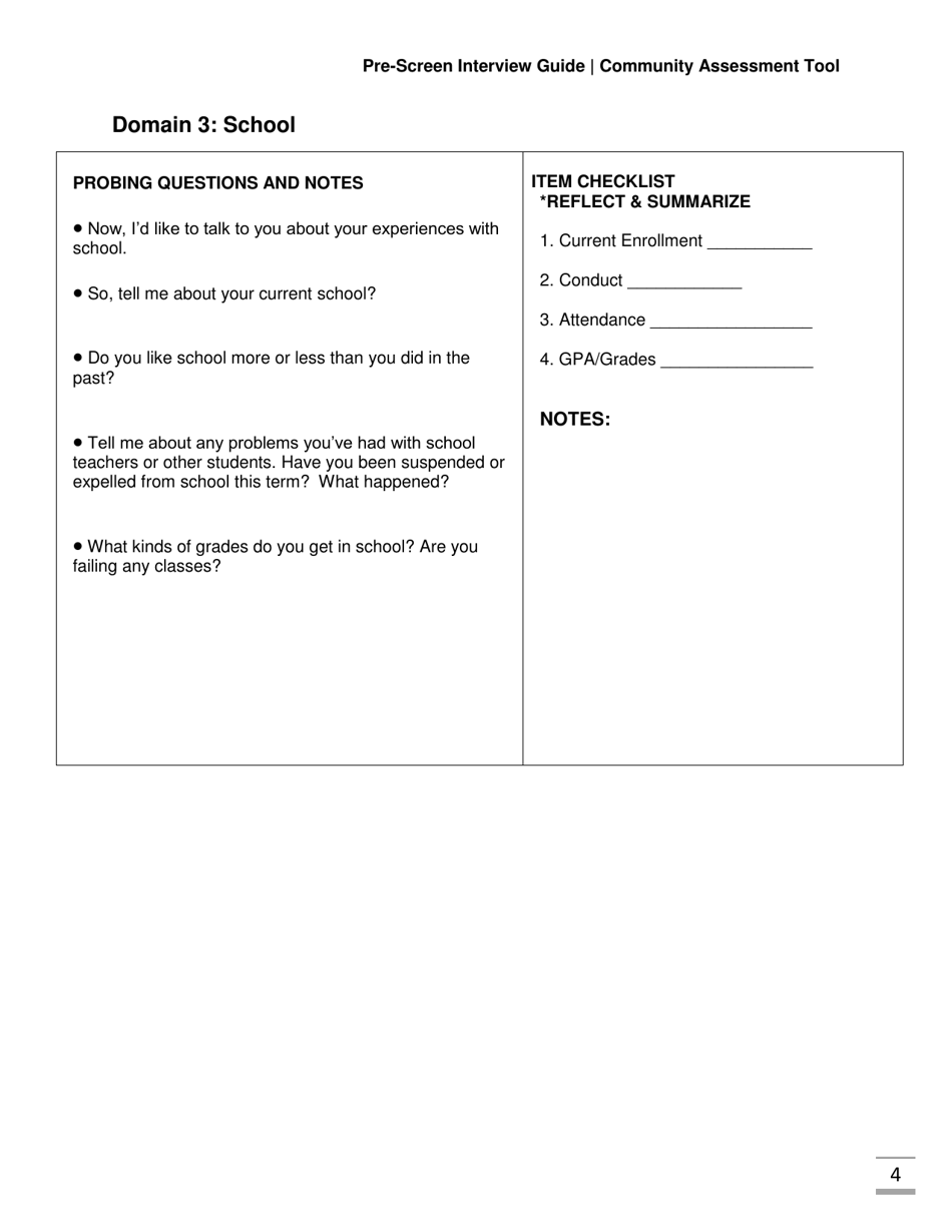 Community Assessment Tool Pre-screen Interview Guide - Florida, Page 4