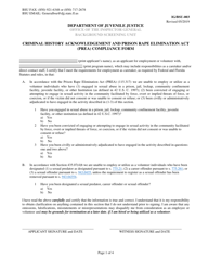 Form IG/BSU-003 Criminal History Acknowledgement and Prison Rape Elimination Act (Prea) Compliance Form - Florida