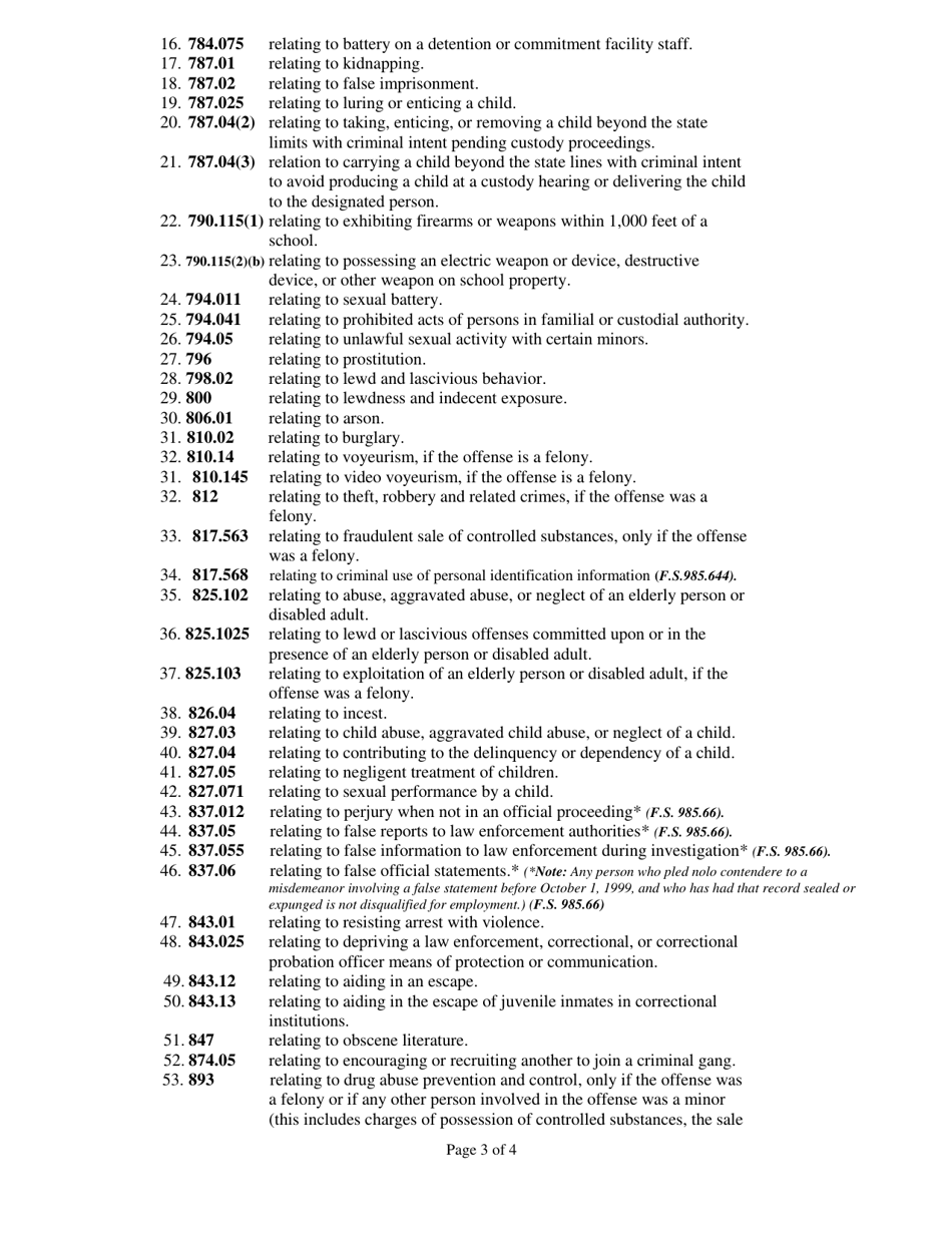 Form IG / BSU-003 Criminal History Acknowledgement and Prison Rape Elimination Act (Prea) Compliance Form - Florida, Page 3