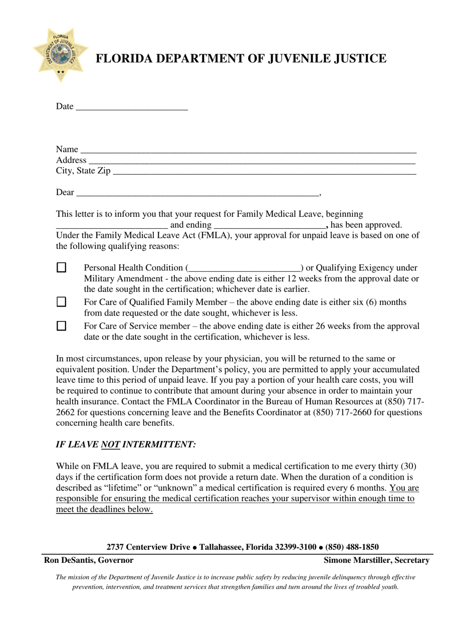 Fmla Approval Letter - Florida, Page 1