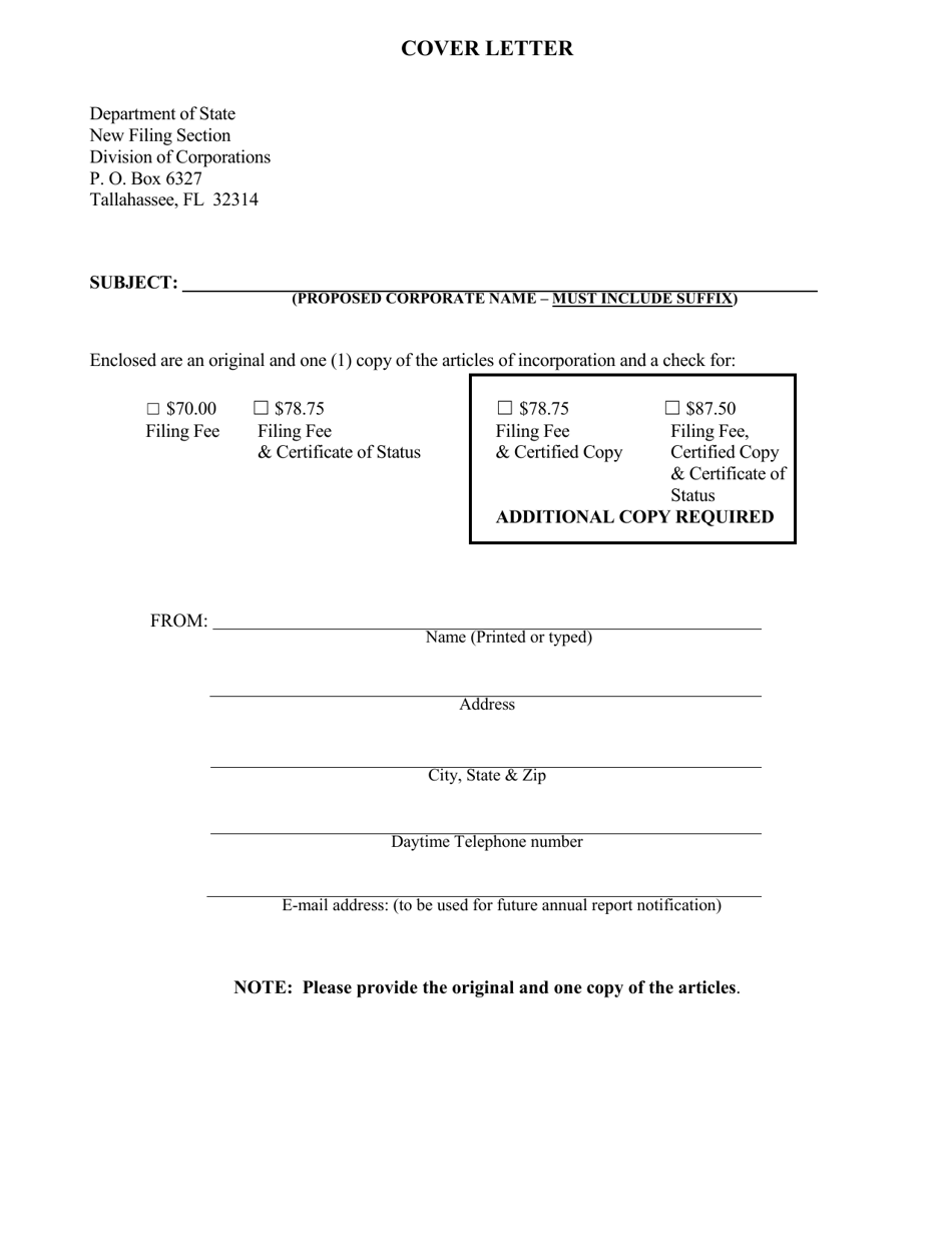 Form CR2E010 Articles of Incorporation (Profit Corporation) - Florida, Page 3