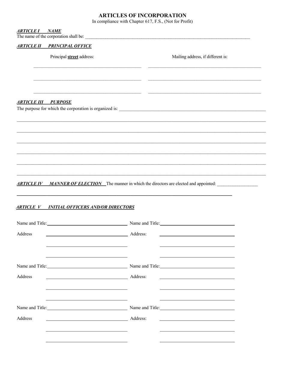 Form CR2E006 Non-profit Articles of Incorporation - Florida, Page 4