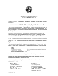 Form CR2E016 Articles of Revocation of Dissolution - Florida