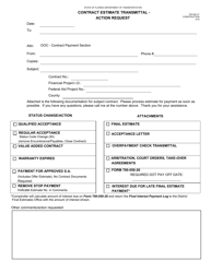 Form 700-050-37 &quot;Contract Estimate Transmittal - Action Request&quot; - Florida