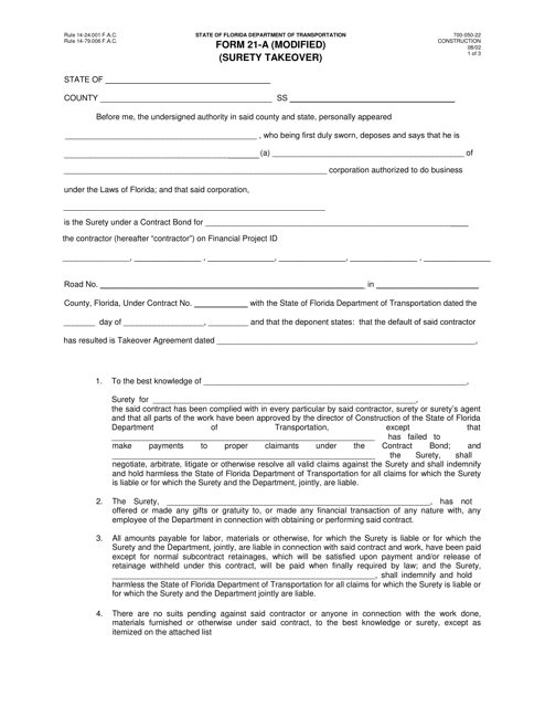 Form 21-A (700-050-22)  Printable Pdf