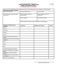 Form 700-011-10 &quot;Landscape Monthly Inspection Form and Certification&quot; - Florida