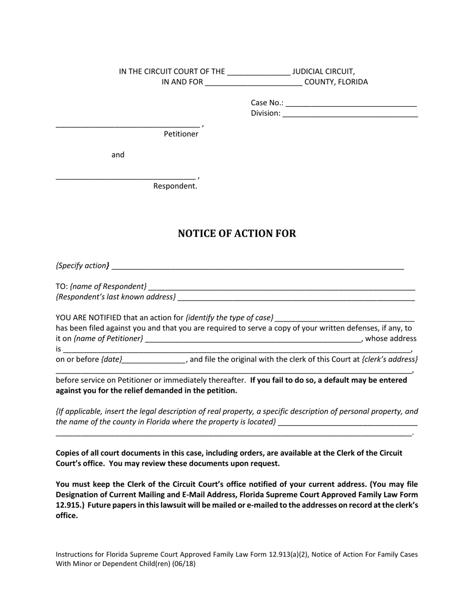 Form 12.913(A)(2) Notice of Action for Family Cases With Minor Child(Ren) - Florida, Page 4